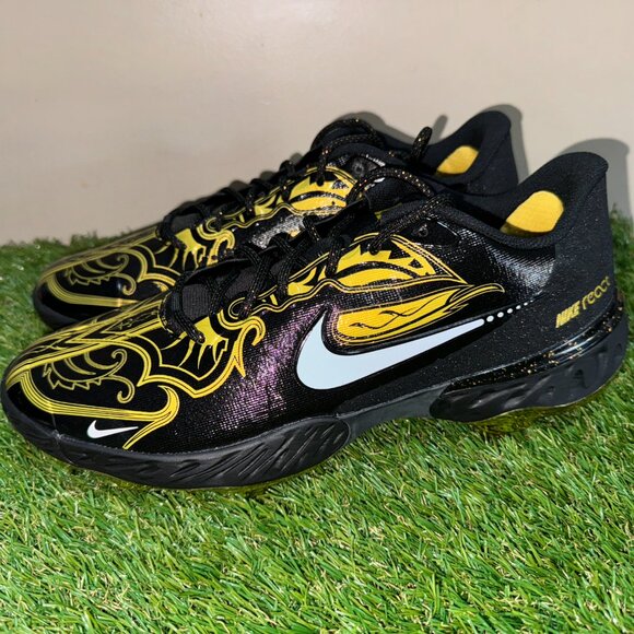 Nike Alpha Huarache Elite 3 Low Baseball Cleats Black Gold Men\'s CV3553-001 main image 10